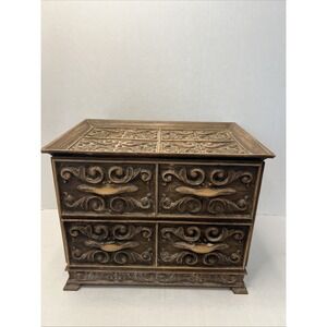 VINTAGE 1970's Lerner 2 Drawer Jewelry / Sewing Box Wood/Plastic Great Condition